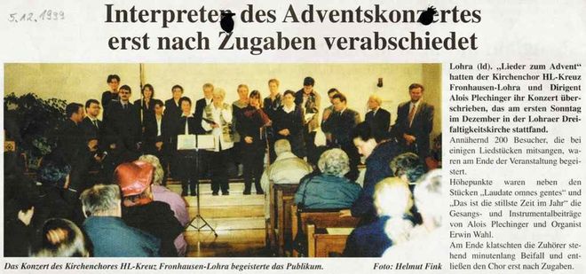 Lieder zum Advent am 5.12.1999